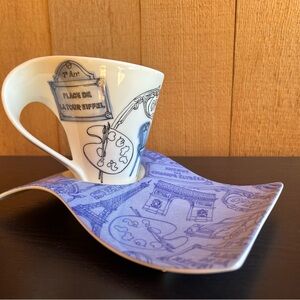 Villeroy & Boch White and Blue Mug with Saucer